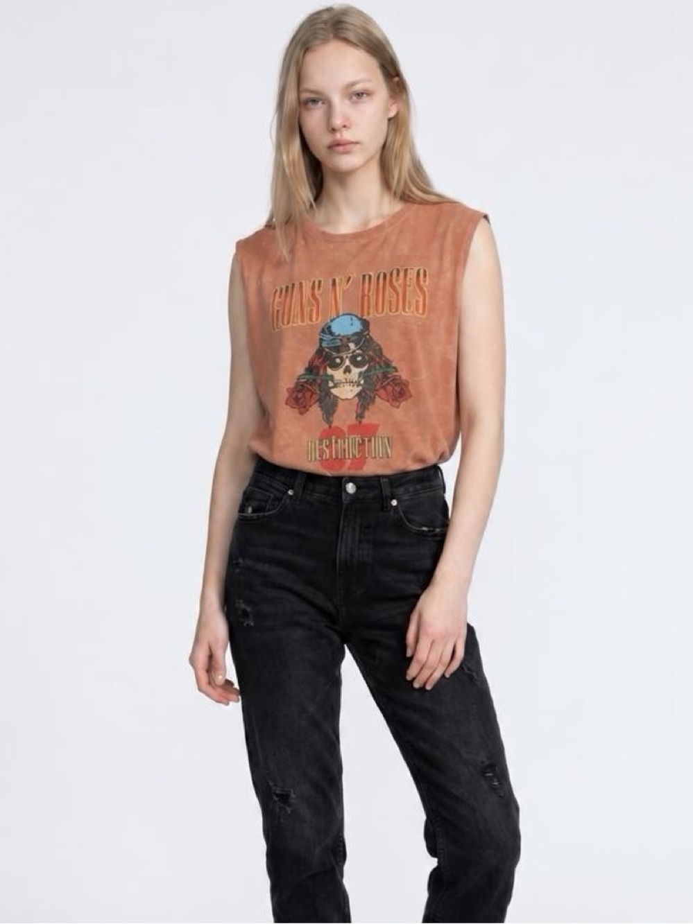 NWT Guns N’ Roses XL Rust Distressed Graphic Muscle Tank Top